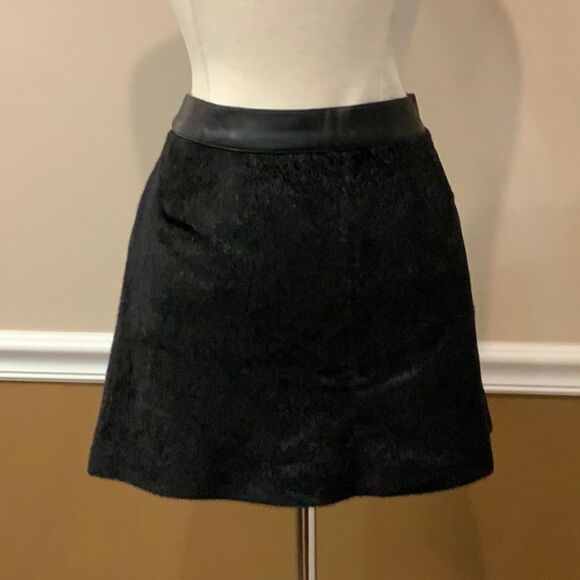 Sam Edelman faux black pony hair skirt 8 - Picture 2 of 11